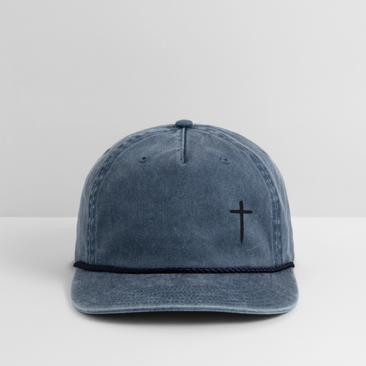 "Crowned in Grace" – Vintage Washed Cap - washed navy