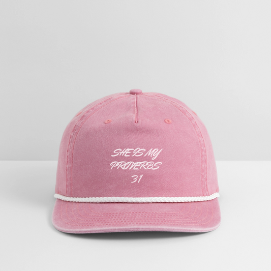 She is My Proverbs 31 – Vintage Washed Rope Cap - washed pink