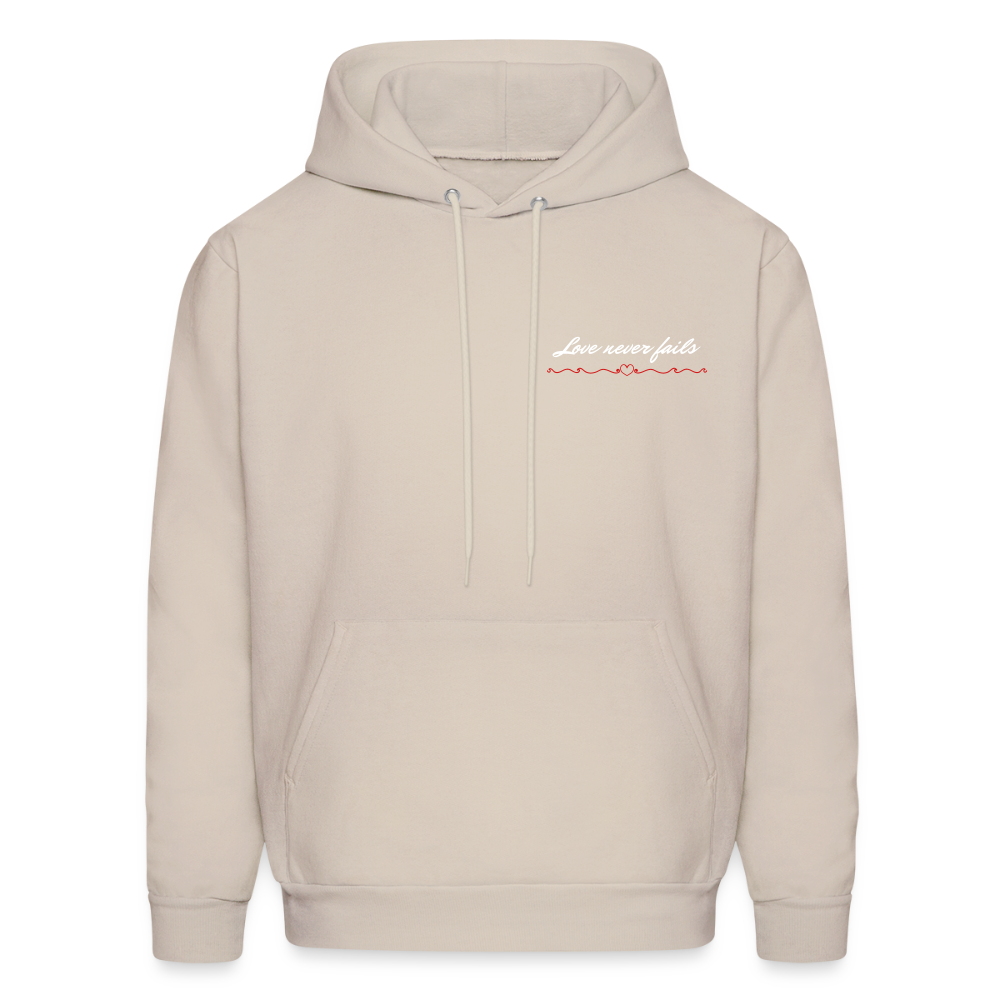Men’s Hanes Classic Hoodie – “Love Never Fails” Edition - Sand