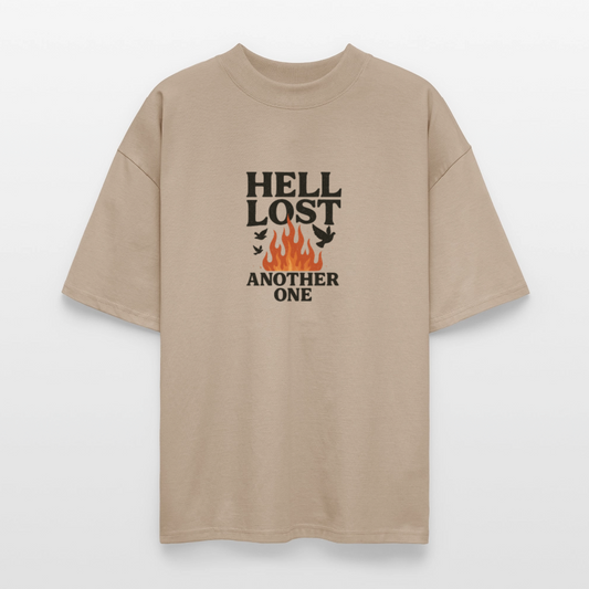 "HELL LOST ANOTHER ONE" Oversized T-Shirt - stone