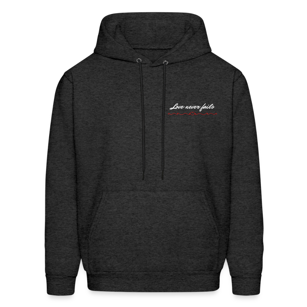 Men’s Hanes Classic Hoodie – “Love Never Fails” Edition - charcoal grey