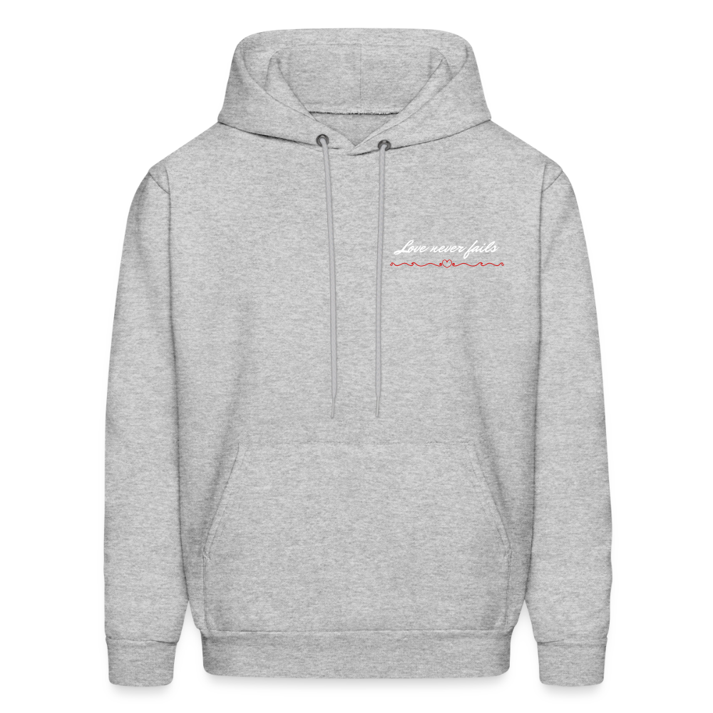 Men’s Hanes Classic Hoodie – “Love Never Fails” Edition - heather gray