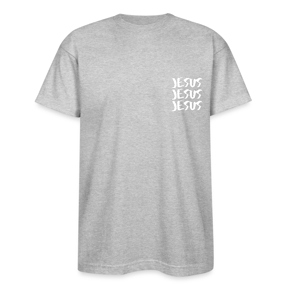 Bayside Unisex Heavyweight USA Made T-Shirt– "JESUS JESUS JESUS" Design - heather gray