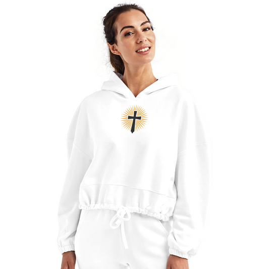 Light of Grace - Women’s Cropped Hoodie - white
