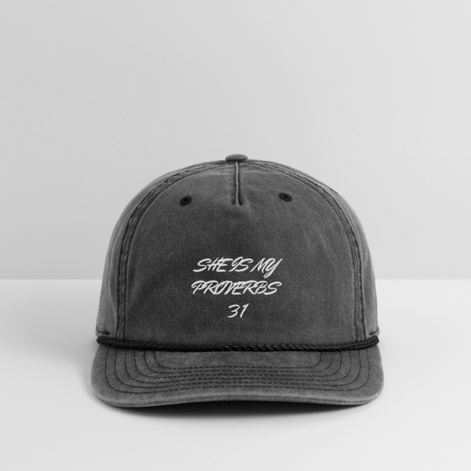 She is My Proverbs 31 – Vintage Washed Rope Cap - washed black