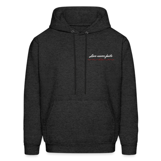 Men’s Hanes Classic Hoodie – “Love Never Fails” Edition - charcoal grey